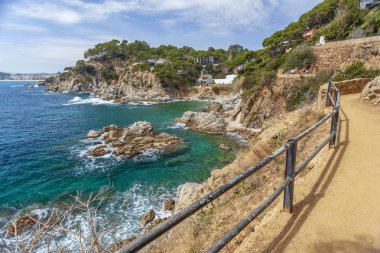 Footpath, Cami de Ronda in Lloret de Mar, Costa Brava,Katalonya, İspanya.
