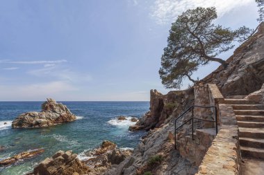 Footpath, Cami de Ronda in Lloret de Mar, Costa Brava,Katalonya, İspanya.