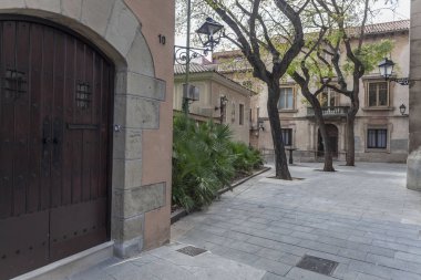 Little square in historic center of quarter of Sarria, Barcelona clipart