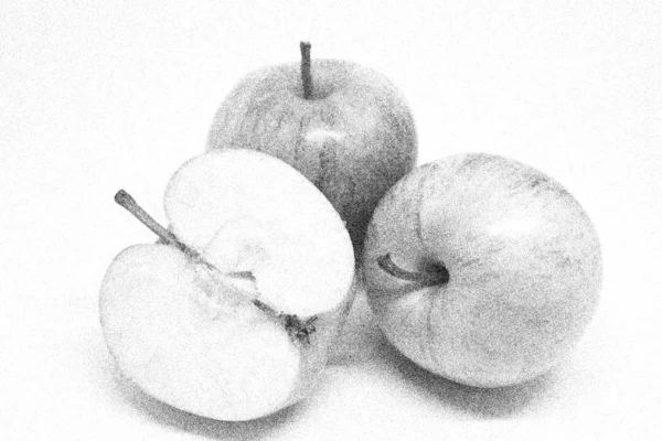 Натюрморт из яблок. Скетч. Черно-белое изображение . — стоковое фото