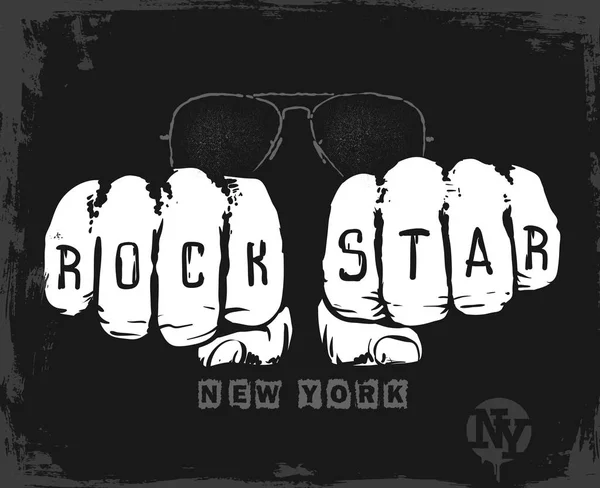 Design grafico rock star, stampa t-shirt illustrazione vettoriale — Vettoriale Stock