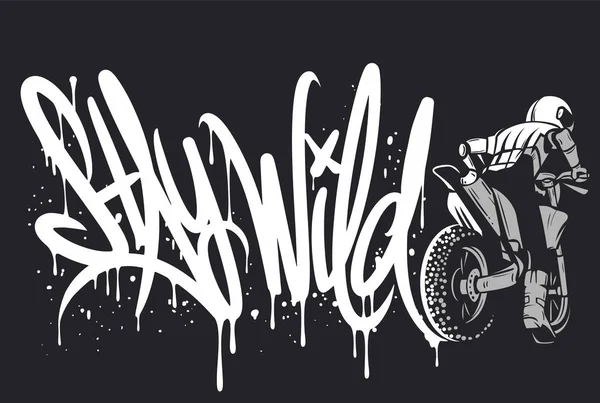 Stay Wild Motocross design d'impression pour vêtements — Image vectorielle