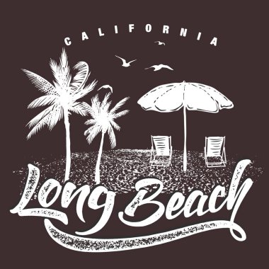 California uzun plaj tipografi için t-shirt baskı, vektör çizim