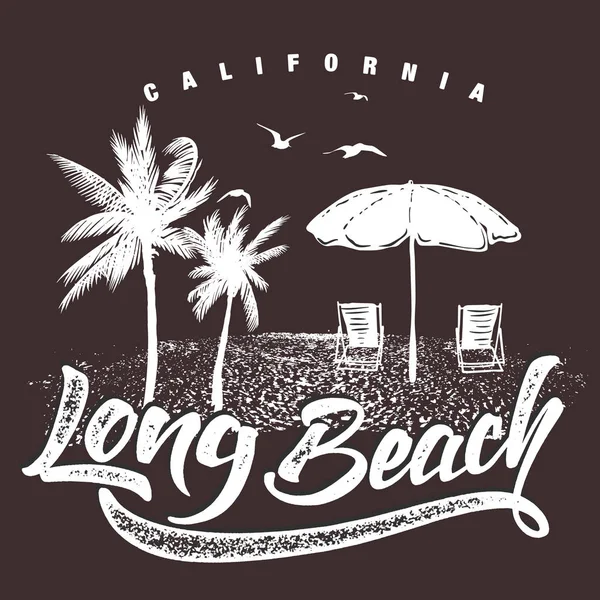 Kalifornien lång beach typografi för t-shirt utskrift, vektorillustration — Stock vektor