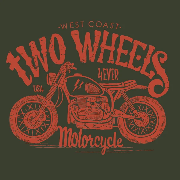 Vintage Motorrad handgezeichnetes Vektor T-Shirt — Stockvektor