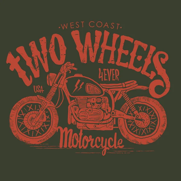 Vintage motocicleta mano dibujado vector camiseta — Vector de stock