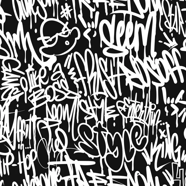 Vektor-Graffiti-Tags nahtloses Muster, Druckdesign. — Stockvektor