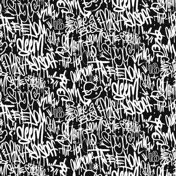 Etiquetas de graffiti vectorial patrón sin costuras, diseño de impresión . — Vector de stock