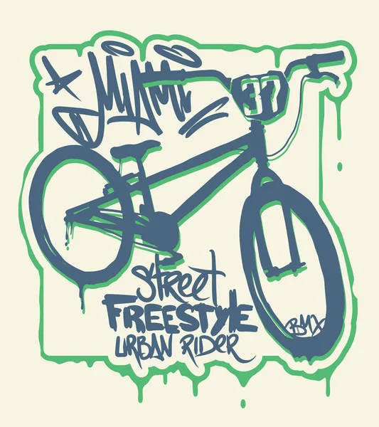 T-shirt Graphics. Conception de style de rue vélo extrême — Image vectorielle