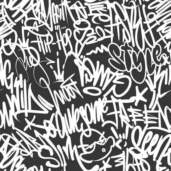 Vector graffiti tags naadloze patroon, print ontwerp. — Stockvector