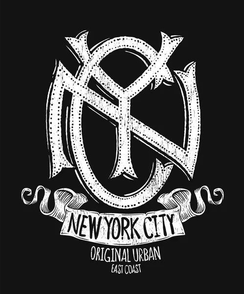 New York City, Tricou Grunge Design de imprimare — Vector de stoc