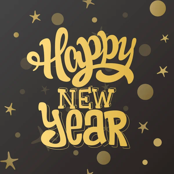 Feliz año nuevo Lettering Gold Design. ilustración vectorial — Vector de stock