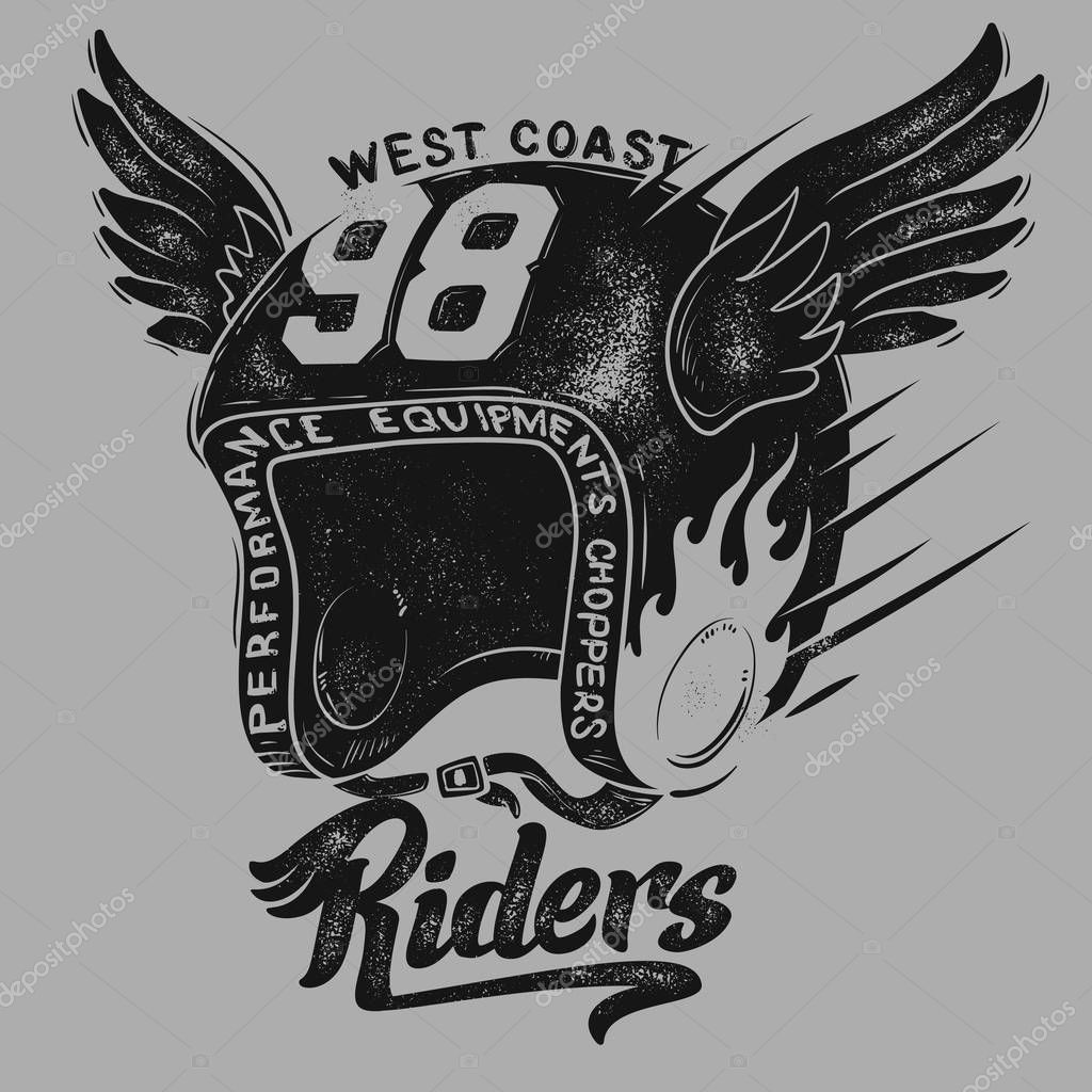 Motorcycle rider helmet, t shirt print design