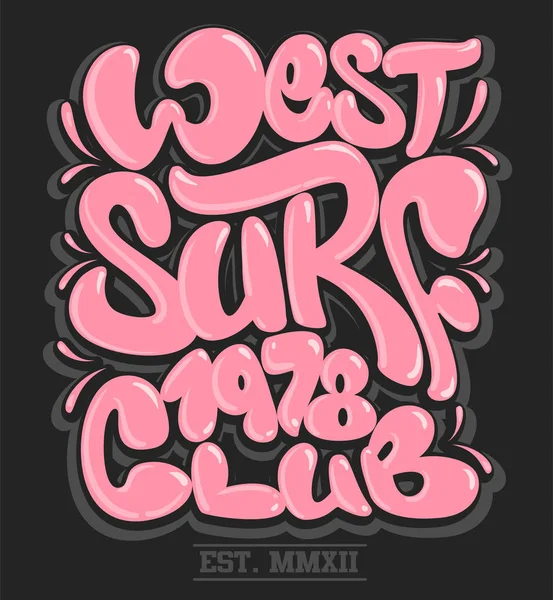 Gráfico de surf. Impressão de T-shirt. Lettering Vector Design —  Vetores de Stock