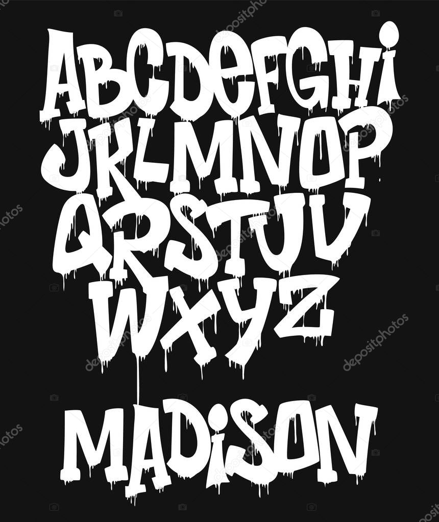 Marker Graffiti Font handwritten Typography vector illustration