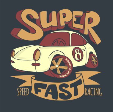 Küçük süper araba vektör T-shirt tasarım ve diğer kullanımlar.
