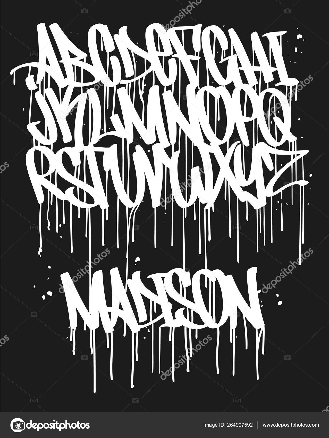 Marker Graffiti Font, handwritten Typography vector illustration. Stock  Vector by ©rosdesign 264907592