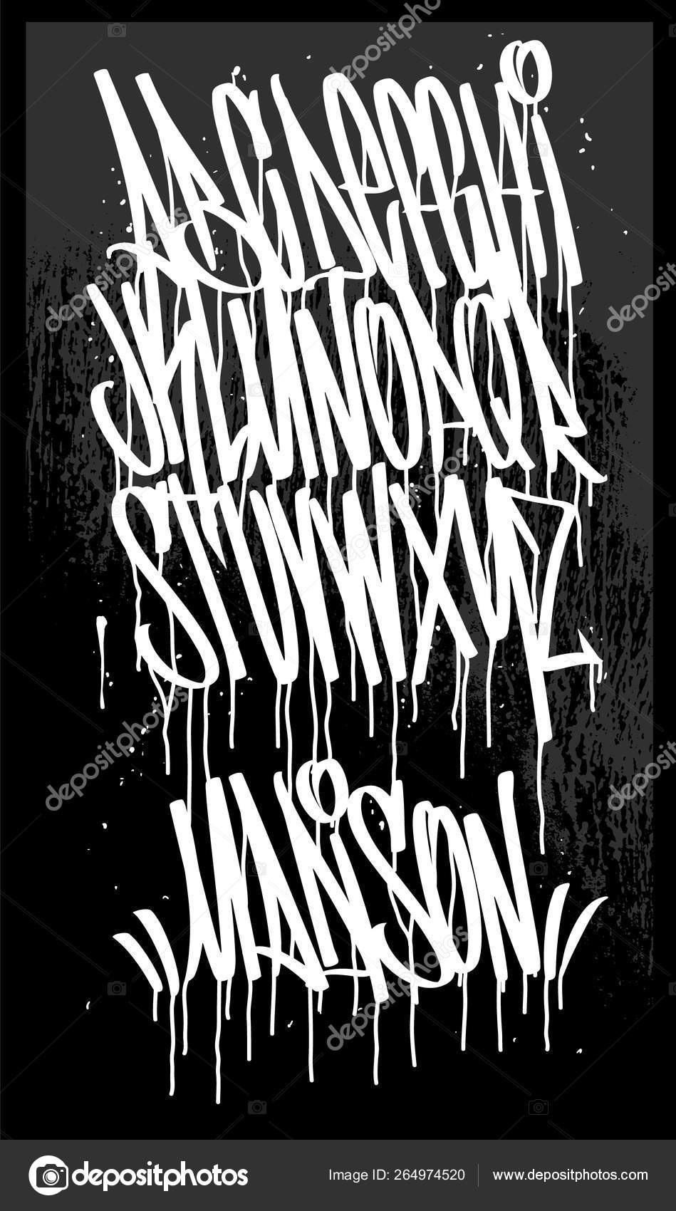 Marker Graffiti Font, calligrafia a mano Illustrazione vettoriale. -  Vettoriale Stock di ©rosdesign 264974520