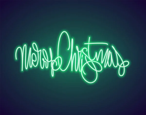 Счастливого Рождества, светящийся неоновый знак. Векторная миграция. — стоковый вектор