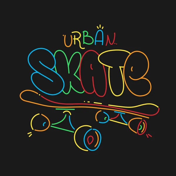 Impression typographique de planche à roulettes, graphiques de t-shirt. vecteur T-shirt de skateboard urbain. — Image vectorielle