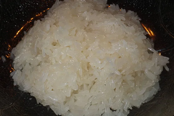 Arroz Pegajoso Cocido Blanco — Foto de Stock