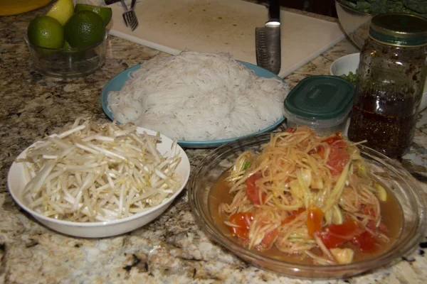 Asiatisch Gekochtes Essen Fertig Zum Essen — Stockfoto