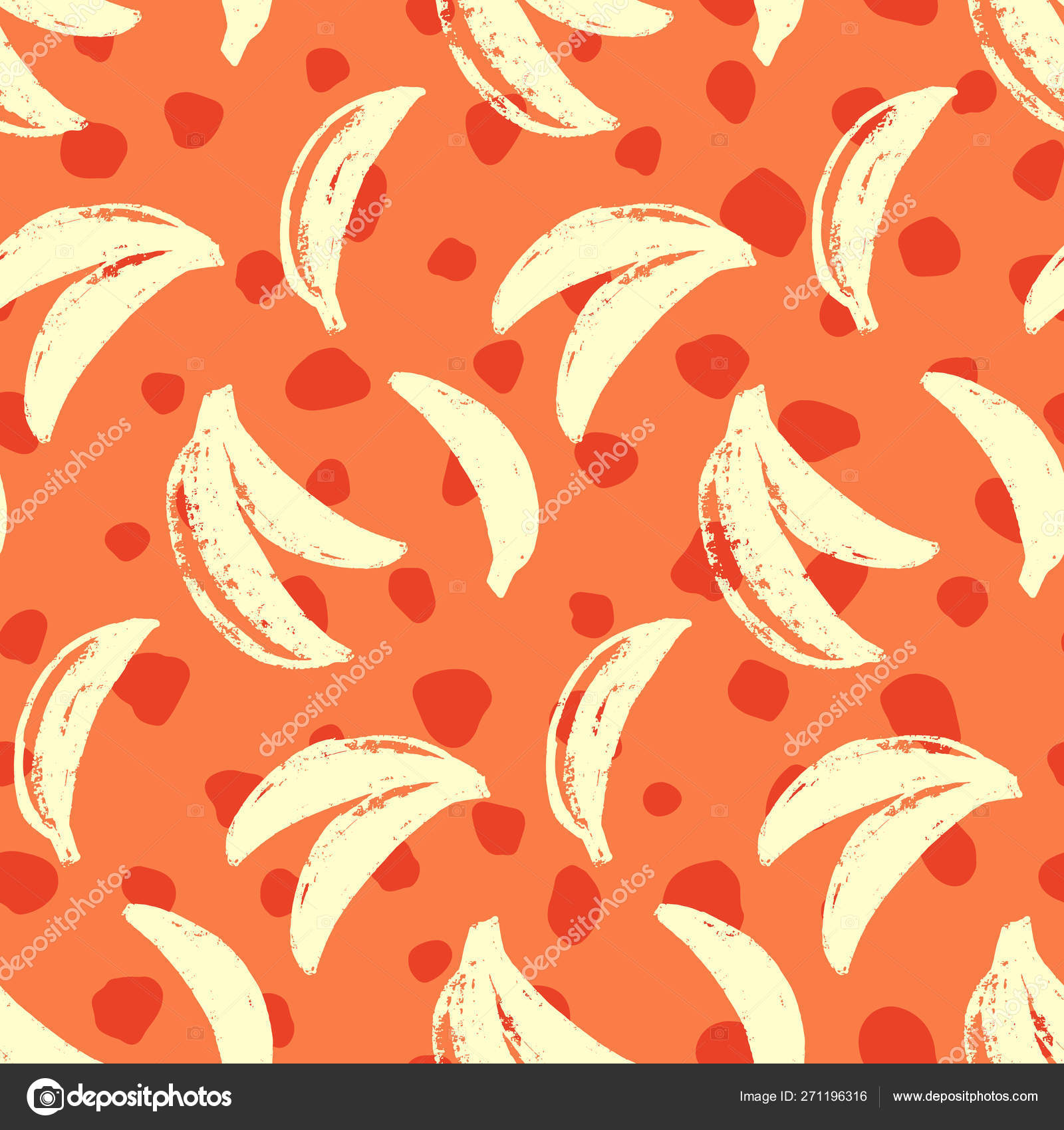 Bananas Tropic Seamless Pattern 70s 80s Hand Drawn Funky Vector