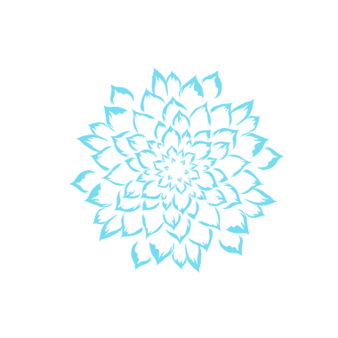 Arkaplansız mavi çiçek desenli soyut süsleme