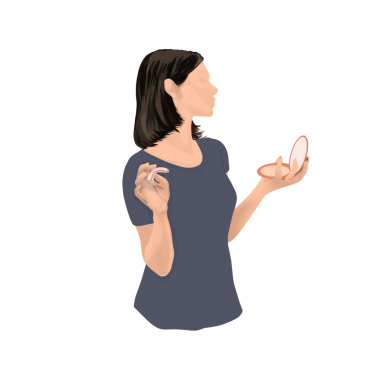 Geçmişi olmayan makyaj yapan bir kadın.