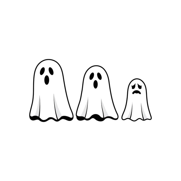 Farklı ifadeleri olan üç çizgi film hayaleti. Cadılar Bayramı vektör çizimi.