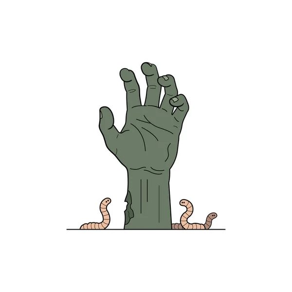 Zombi eli Cadılar Bayramı 'nda solucanlarla yerden yükseliyor.