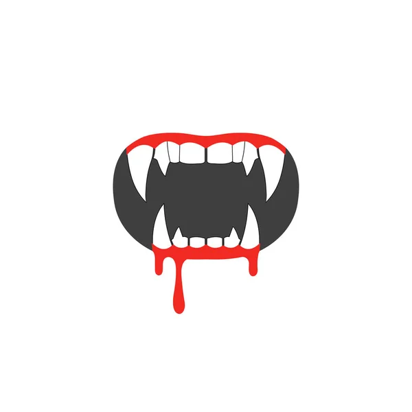 Beyaz arka planda kan damlayan klasik vampir dişleri.