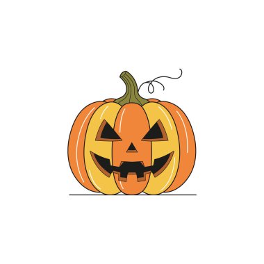 Spooky jack o lantern illustration for halloween decorations and celebrations white background