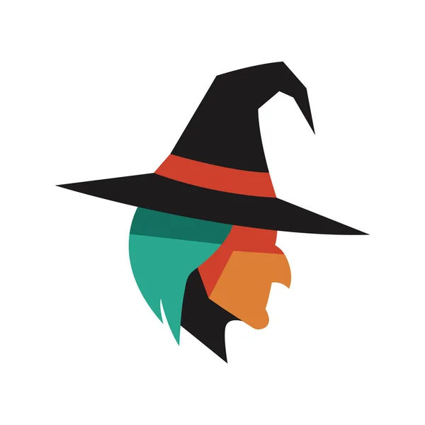 Iconic witch hat and witch design for halloween and magical themes white background