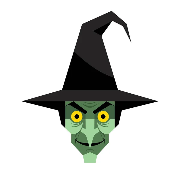Wicked witch face with pointed hat graphic illustration halloween themed art white background