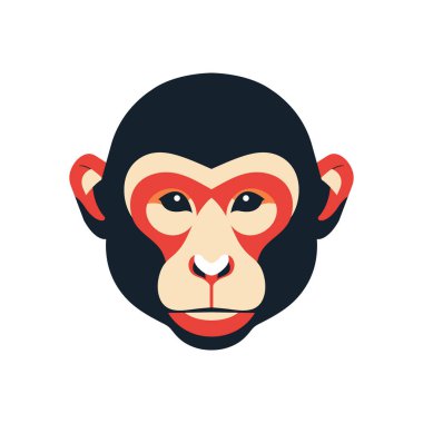 Vector art of monkey face on white background