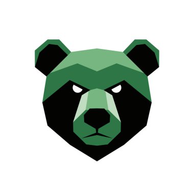 Vector art of geometric bear head on white background