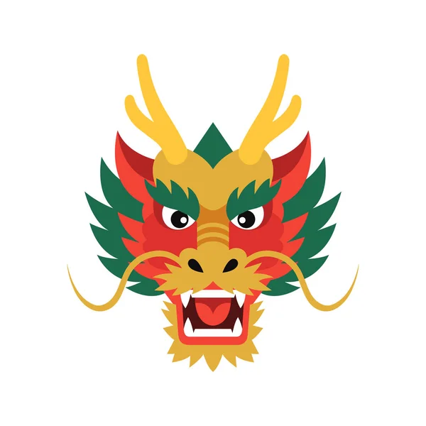 Vector art of vibrant chinese dragon head on white background