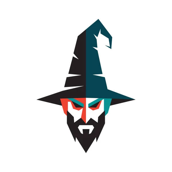 Vector art of abstract wizard hat and wizard on white background