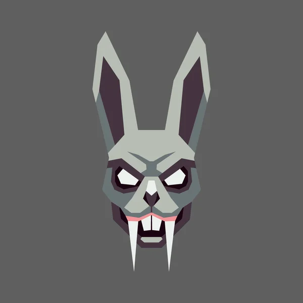 Vector art of scary rabbit skull monster face on dark grey background