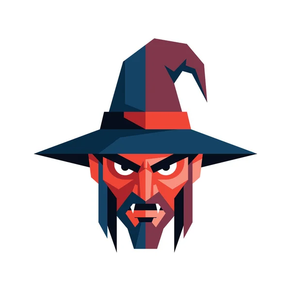 Vector art of scary wizard face on white background