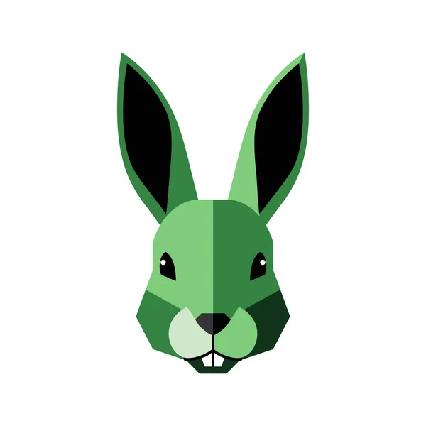 Vector art of green rabbit head on white background