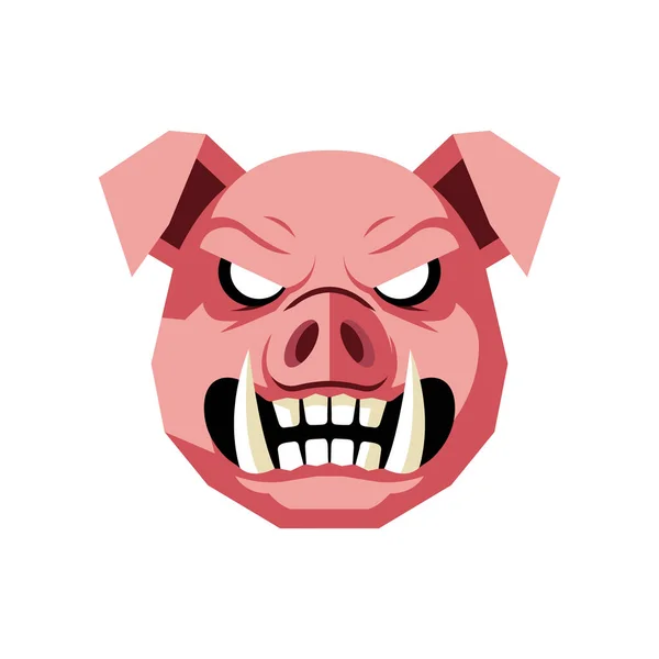 Vector art of angry pig face on white background