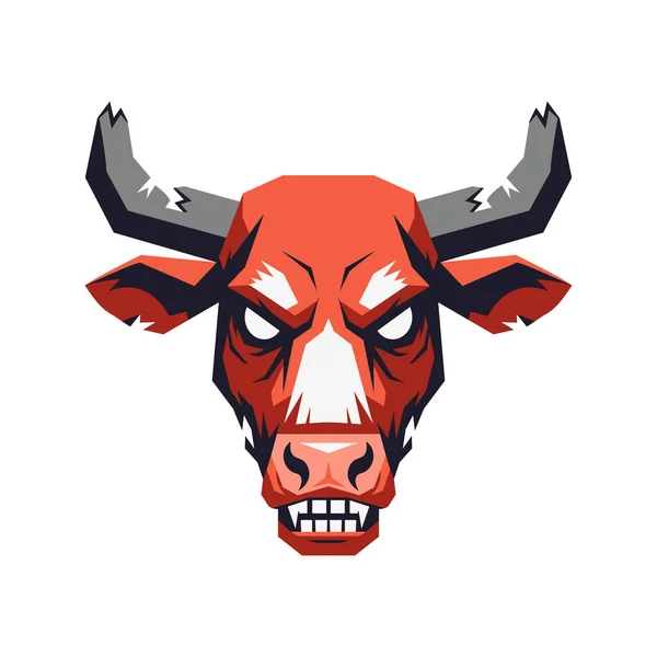 Vector art of angry bull head on white background