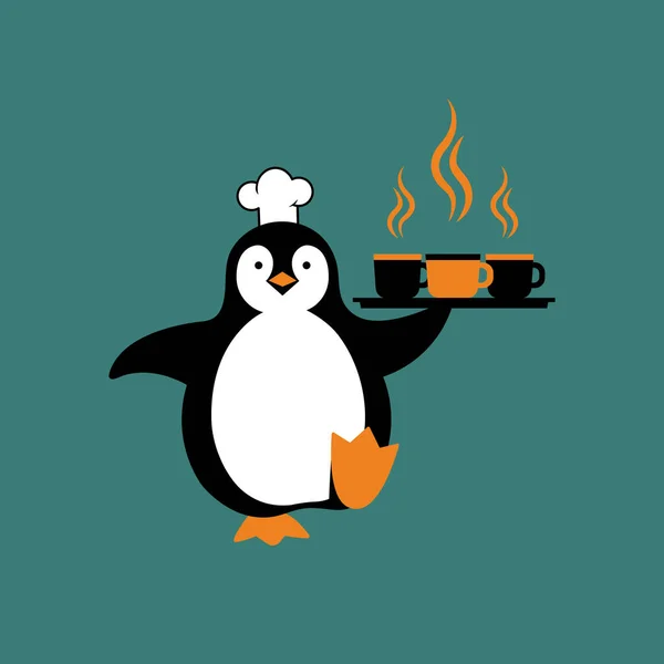 Dünya Kahve Günü 'nün küresel kutlamalarına katılın. Şefin şapkasını takmış bir penguen, buharı tüten kahve fincanlarını ustalıkla dengeliyor. Sıcak anlar için mükemmel..