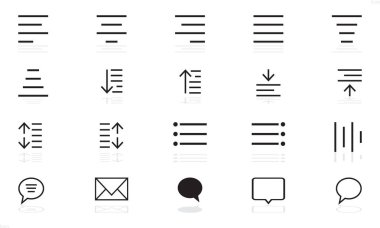 Tek Renkli Simge Set Vektör İllüstrasyonu. Kullanıcı Arayüzü Tasarım Elemanları. Sembol grafik piktogram işareti. Web düğmesi şekli.