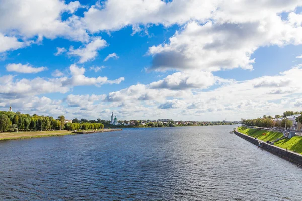 Picturesque Volga Landscape City Tver Russia Sunny Summer Autumn Day — Stock Photo, Image