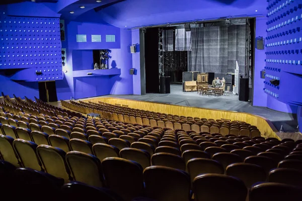 Empty Auditorium Stage Theater Rehearsal Play Artists Stage — Stock Photo, Image