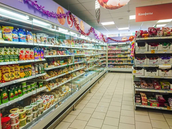 Saratov Russia January 2019 Goods Shelf Grocery Store Sauces Mayonnaise — Stock Photo, Image