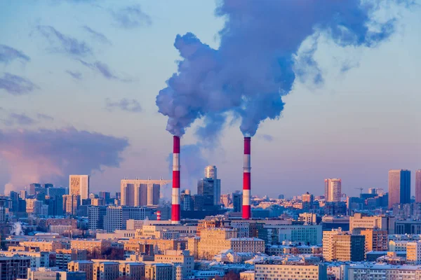 Tepelné Elektrárny Centru Moskvy Zimní Večer — Stock fotografie